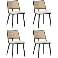 Merax PU eetkamerstoelen - set van 4 - rotan rugleuning - woonkamer - slaapkamerstoel - zwart