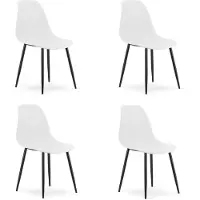 Hobby Hall Set van 4 Stoelen WAT – Wit, Zwarte Metalen Poten, Kunststof Zitting – Modern en Ergonomisch – Geschikt voor Eetkamer, Woonkamer, Keuken, Thuiswerkplek, Kantine en Wachtruimte – Eenvoudige Montage