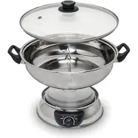 Remo - Hotpot - RVS - Elektrische fonduepan - 2 aparte vakken - 4,5 liter - Ø30cm - Temperatuurregelaar - Bekijk de Unboxing Video