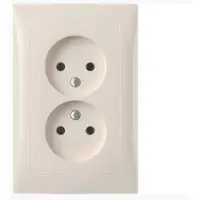 Berker Wandcontactdoos – Zonder Randaarde – Kindveilig – 2-voudig – Crème Glans – 2 stuks