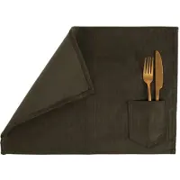 Tiseco - Placemat VELMAR - SET/4 - Wasbaar - 33x45 cm, olijfgroen