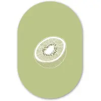 MuchoWow Muurovaal 80x120 cm - Ovale wanddecoratie Kiwi - Lijntekening - Minimalistisch - Groen - Ovalen schilderij - Muurdecoratie woonkamer - Kamer decoratie - Schilderijen - Wandcirkel