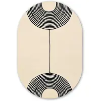 MuchoWow Muurovaal 40x60 cm - Ovale wanddecoratie Geometrische bogen - Minimalistisch - Symmetrisch - Ovalen schilderij - Muurdecoratie woonkamer - Kamer decoratie - Schilderijen - Wandcirkel