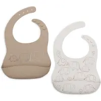 Jollein Slabbetjes Siliconen - 2 Stuks - 31 cm - Elephant Tales