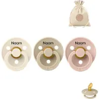 BIBS fopspenen anatomisch met naam - maat 2 - ivory, vanilla en blush + BolleToet speenzakje