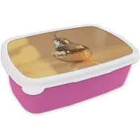 MuchoWow Broodtrommel Roze - Lunchbox Goud - Disco - Glitter - Peer - Brooddoos 18x12x6 cm - Brood lunch box - Broodtrommels voor kinderen en volwassenen