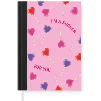 MuchoWow Notitieboek - Schrijfboek - Lolly - Valentijn - Illustratie - Snoep - Notitieboekje klein - A5 formaat - Schrijfblok