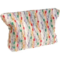 Attrezzo Toilettas - Make up tasje - Beautycase - Reistas - Gebreide blokken - Oranje, Paars, Groen, Wit