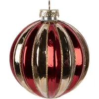 Clayre & Eef Kerstbal Overig Ø 8x8 cm Goudkleurig Rood Glas Kerstballen