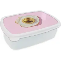 MuchoWow Broodtrommel Wit - Lunchbox Ei - Disco - Ontbijt - Glitter - Brooddoos 18x12x6 cm - Brood lunch box - Broodtrommels voor kinderen en volwassenen
