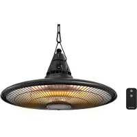 Auronic Terrasverwarmer - Infrarood Verwarming - Hangend - 10m2 - Elektrisch - 1500W - Afstandsbediening - Zwart