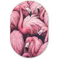 MuchoWow Muurovaal 80x120 cm - Ovale wanddecoratie Flamingo - Roze - Dieren - Ovalen schilderij - Muurdecoratie woonkamer - Kamer decoratie - Schilderijen - Wandcirkel