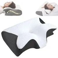 Dnntunk Hoofdkussen Memory Foam voor Nekklachten – Cervicaal Kussen - Orthopedisch & Ergonomisch kussen - Geschikt voor rug-, zij- en buikslapers - Traagschuim - Wit