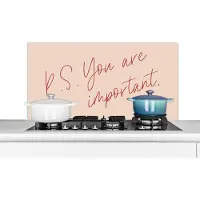 KitchenYeah Spatscherm keuken - Quotes - You are important - Pastel - Design - Keuken - 100x50 cm - Spatscherm achterwand
