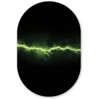 MuchoWow Muurovaal 40x60 cm - Ovale wanddecoratie Gaming - Elektriciteit - Lijn - Vonken - Groen - Ovalen schilderij - Muurdecoratie woonkamer - Kamer decoratie - Schilderijen - Wandcirkel