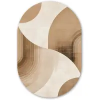 MuchoWow Muurovaal 80x120 cm - Ovale wanddecoratie Retro - Geometrische lagen - Aardetinten - Ovalen schilderij - Muurdecoratie woonkamer - Kamer decoratie - Schilderijen - Wandcirkel