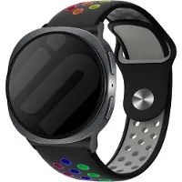 Strap-it Siliconen sport bandje met druksluiting geschikt voor Samsung Galaxy Watch 9 (40/44mm) / Watch 8 (40/44mm) / 8 Classic (46mm) - zwart/kleurrijk