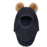 Huttelihut Balaclava - Wol/Katoen - 2-lag - BIG Bear - Dark Bere - - 2-4 jaar (92-104) - Balaclavas - Dubbel