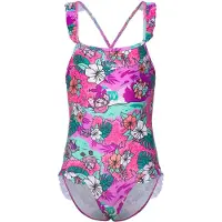 Speedo Learn To Swim Printed Frill Thinstrap Swimsuit Paars 6 Years Meisje
