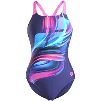 Arena Badpak 'BLOOM' navy / lichtblauw / pink