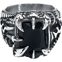 EtNox hard and heavy - Gothic Ring - Crystal Claw - voor Mannen - zilverkleurig | Maat XL