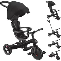 Globber Driewieler - Trike 4 in 1 in Black - zwart - 4in1 converteerbaar - met duwstang - vanaf 10 maanden tot 5 jaar