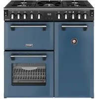 Stoves Richmond 90 DF DX Twilight Blue fornuis 5-pits gas fornuizen - kleur blauw dubbele oven zuinig energieklasse A - 90 cm breed gasfornuis