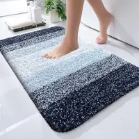 BOTC Badmat - Antislip - 80x50cm - Absorberende Badmat - Douchemat - Toiletmat - Blauw/Wit