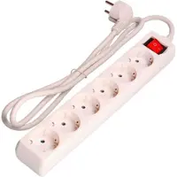 EDM Wandcontactdoos met 6 stopcontacten en schakelaar, type EDM 41046, Schuko (3 meter)