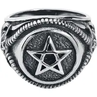 EtNox hard and heavy - Gothic Ring - Pentagram - zilverkleurig | Maat L