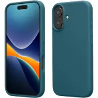 Kwmobile telefoonhoesje geschikt voor Apple iPhone 16 - Hoesje met siliconen coating - Smartphone case in mat petrol