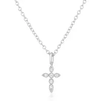 Elenza AMS Elenza Zilveren Ketting met Kruishanger en Diamantjes – Tijdloze Elegantie