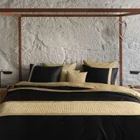 Dommelin Dekbedovertrek Listra Zwart-Brons Satijn-260 x 200 / 220 cm | Extra Breed