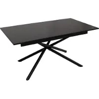 Mendler Eettafel -O57, uitschuifbare eettafel, ijzer MDF uitschuifbaar 160-200x90cm ~ steenlook zwart