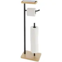 Coppens Toiletrolhouder Filano metaal plus bamboe zwart |