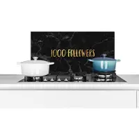 KitchenYeah Spatscherm keuken 70x30 cm - Kookplaat achterwand Social Media - Instagram - Goud - Marmer print - Muurbeschermer - Spatwand fornuis - Hoogwaardig aluminium