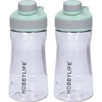 B-Home 2x Waterfles / drinkfles / sportfles Aquamania - mintgroen- 530 ml - kunststof - bpa vrij - lekvrij - Stijlvolle fles