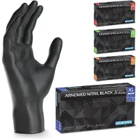 Arnowa Disposable Gloves Black Extra Strong Disposable Gloves in XL, 50% Thicker Nitrile Gloves, 100 Pieces Per Box, Disposable Gloves Powder Free, Latex-free Gloves-XL