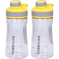 B-Home 2x Waterfles / drinkfles / sportfles Aquamania - geel- 530 ml - kunststof - bpa vrij - lekvrij - Stijlvolle fles
