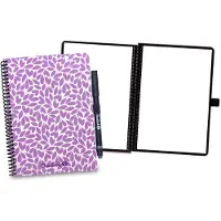 Bambook Leaf uitwisbaar notitieboek - Violet Blossom - A5 - Blanco pagina's - Duurzaam, herbruikbaar whiteboard schrift - Met 1 gratis stift