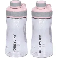 B-Home 2x Waterfles / drinkfles / sportfles Aquamania - lichtroze - 530 ml - kunststof - bpa vrij - lekvrij - Stijlvolle fles