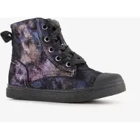 Stap leren meisjes veterboots paars zwart maat 32