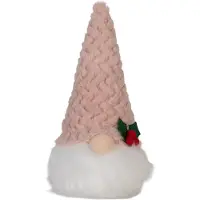 Clayre & Eef Kerstdecoratie met LED-verlichting Kabouter LED 10x10x25 cm / 3xAA Roze Wit Synthetisch