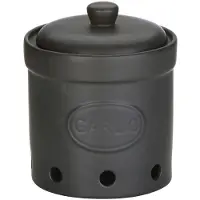 Bia collectie zwart stenen matte voorraadpot voor Knoflook 15 x 16 cm Storage jar in Matte Black for Garlic
