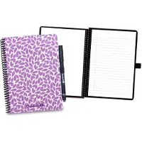 Bambook Leaf uitwisbaar notitieboek - Violet Blossom - A5 - Pagina's: Blanco & Gelinieerd - Duurzaam, herbruikbaar whiteboard schrift - Met 1 gratis stift