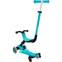 Globber Meegroeistep - Go Up Active Lights Aqua 360 - blauw - lichtgevende wielen - met duwstang - in hoogte verstelbaar - vanaf 15 maanden tot 9 jaar