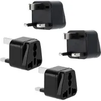 Intirilife 4x stopcontactadapter in ZWART - set van 4 UK type G stopcontact power adapter reisstekker voor bijv. Duitsland, Italië, Spanje, Frankrijk - type G reisadapter power plug converter