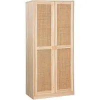 Sweeek Kledingkast met 2 deuren rotan en houteffect 80cm Naturel