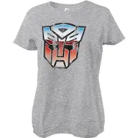 Transformers Distressed Autobot Shield Girly Tee Damen T-Shirt Heathergrey-L