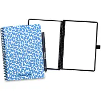 Bambook Leaf uitwisbaar notitieboek - Blauw Breeze - A5 - Blanco pagina's - Duurzaam, herbruikbaar whiteboard schrift - Met 1 gratis stift